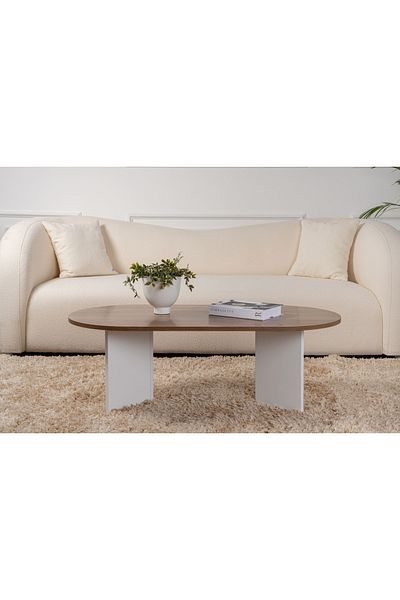 UnicUtil Coffee table, Modern Touch, UnicUtil, 119 x 60 x 40 cm, White-Brown