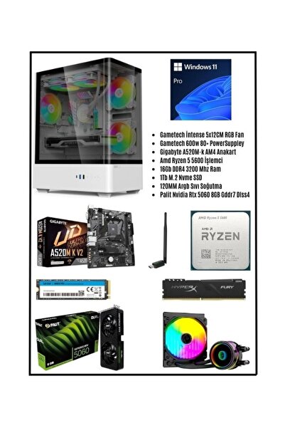 RAMTECH BİLGİSAYAR İNTENSE-w Ryzen 5 5600 16Gb Ram 1Tb M.2 Nvme SSD RTX 5060 ...