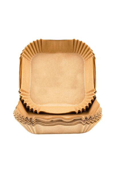 awwaline Set 200 Bucati Hartie de Copt pentru Air Fryer, awwaline, patrat, maro, unica folosinta, 16 x 16 cm