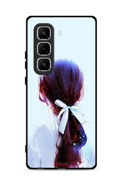 Tolwak غطاء حماية لهاتف Infinix Hot 50 Pro 4G بتصميم ربطة شعر مع رباط شعر وفن...