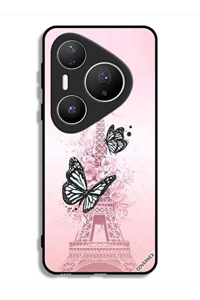 Covernex غطاء حماية لهاتف هواوي بيورا 80 برو بلس بنقشة فراشات على برج إيفل