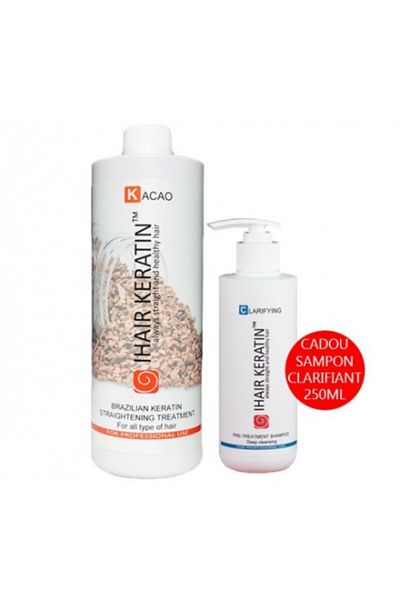 Ihair Keratin Tratament de îndreptare cu keratină și cacao 1000ml + cadou Șampon clarificant 250ml Ihair Keratin