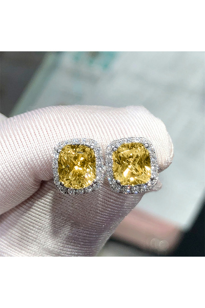 Choice أقراط هويتان E1048 المرصعة بالزركونيوم المكعب باللون الأبيض/الأصفر/الو...