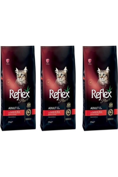 Reflex Plus Kuzu Etli Yetişkin Kedi Maması 1,5 kg 3'lü Set