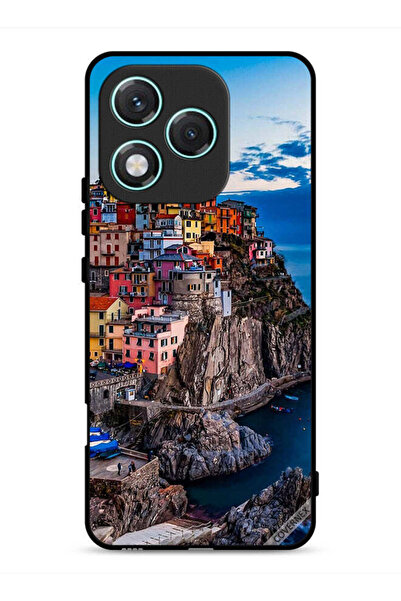 Covernex غطاء حماية لهاتف Honor 400 Lite بنقشة منازل ملونة على البحر