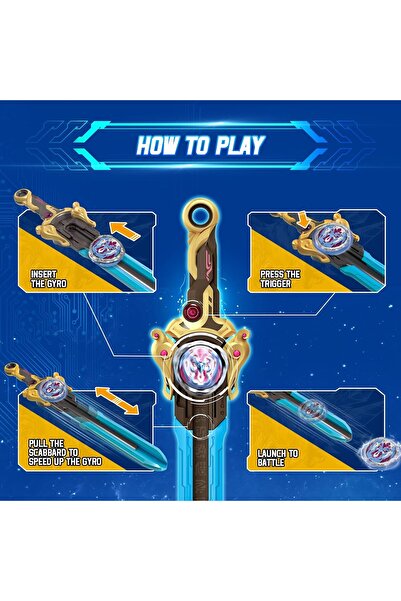 Feyza Oyuncak Infinity Nado Güç Paketi Altın Savaşçı Anka Kuşu - Kılıç Fırlatıcı ve Metal Topaç (4 Farklı Mod)