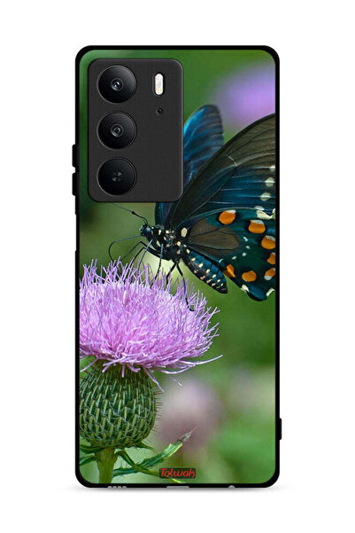 Tolwak غطاء حماية لهاتف Realme C75 4G بتصميم فراشة على زهرة