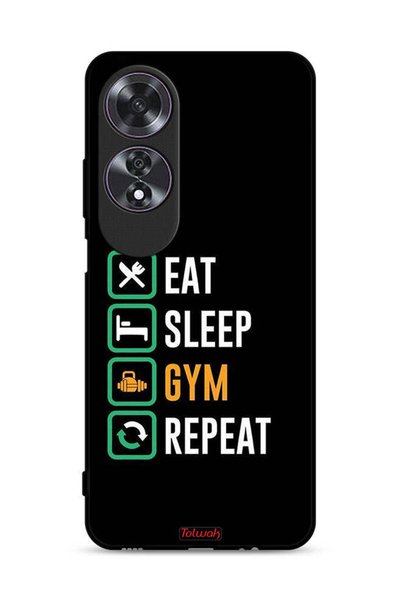 Tolwak غطاء حماية Oppo A60 Eat Sleep Gym Repeat