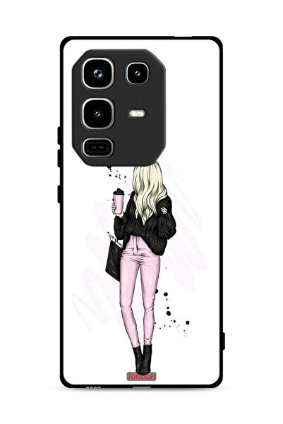 Tolwak غطاء حماية لهاتف Infinix Note 50 Pro 4G، رسم فتاة تحمل كوب قهوة