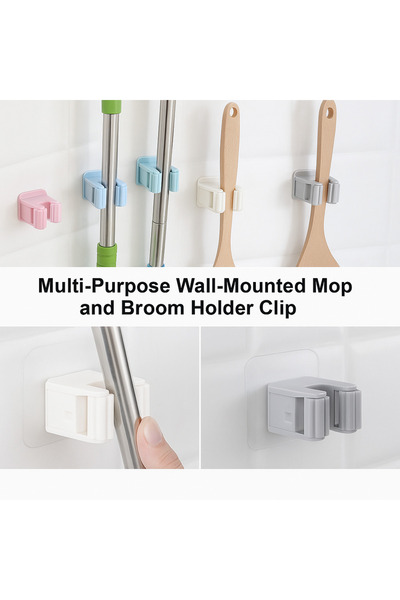 TSUMAB Multi-Purpose Wall-Mounted Mop and Broom Holder Clip
