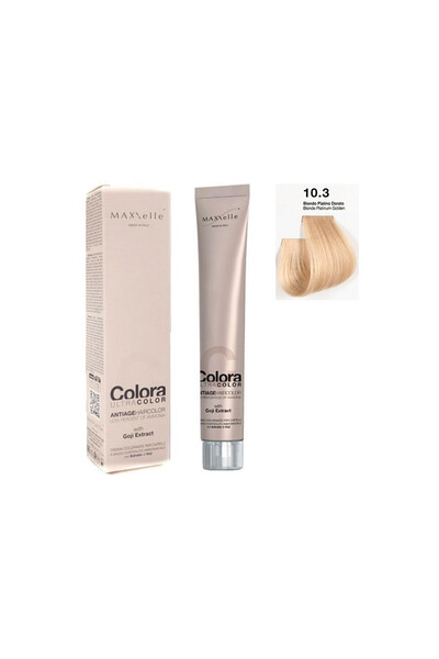 Maxxelle Vopsea de păr blond platinat auriu 10.3 cu extract de Goji 100 ml