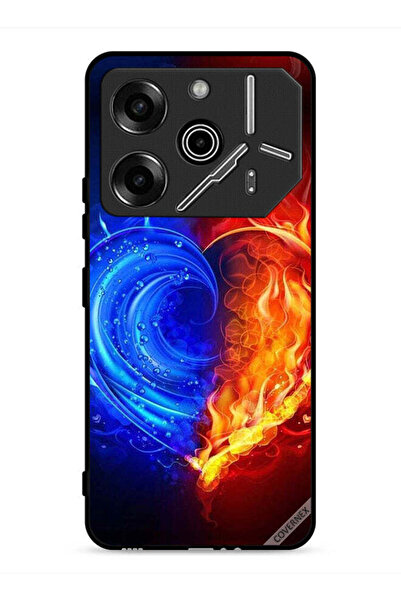 Covernex غطاء حماية لهاتف تكنو بوفا 6 برو 5G بخلفية قلب النار والماء