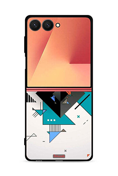 Tolwak غطاء حماية لهاتف Samsung Galaxy Z Flip7 بأشكال مربعة ومثلثة ونمط تجريدي