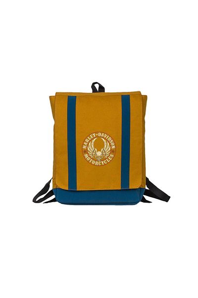 Z zepplin Harley Chopper Wings Skull Yellow Backpack