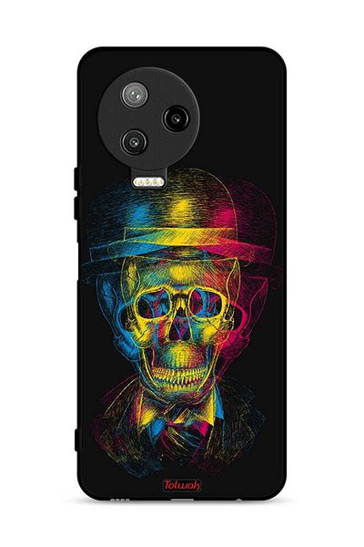 Tolwak Infinix Note 12 Pro 4G Protective Case Cover Skull Colorful Hat Fantasy Art
