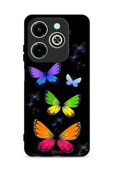 Tolwak غطاء حماية لهاتف Infinix Hot 40i 4G بنقشة فراشات ملونة