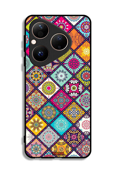 Tolwak غطاء حماية لهاتف هواوي بيورا 80 بنقشة مربعات ماندالا