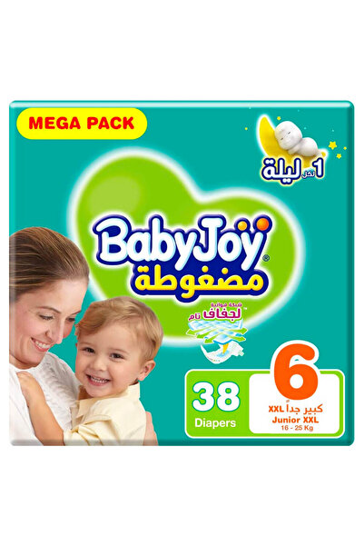 VIMTO حفاضات بيبي جوي المضغوطة للأطفال، مقاس 6، كبير جدًا، 16+ كجم، 38 حفاضة