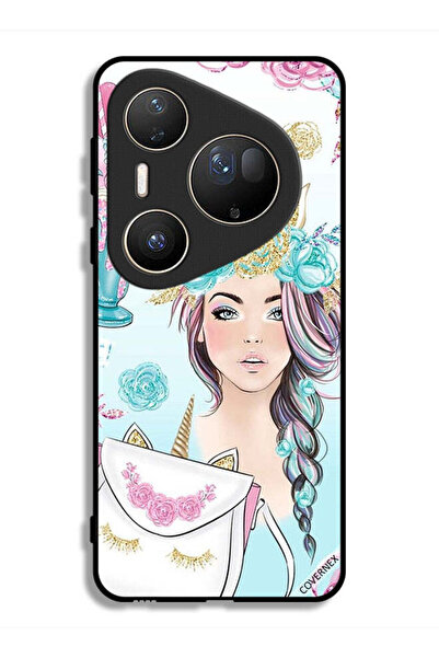 Covernex غطاء حماية فائق لهاتف هواوي بيورا 80 بتصميم رموش على الحقيبة وفتاة و...