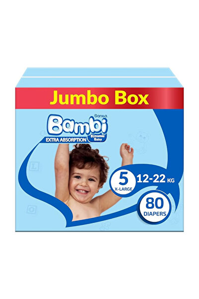 Bambi حفاضات سانيتا بيبي، مقاس ٥، كبير جدًا، ١٢-٢٢ كجم، ٨٠ حفاضة