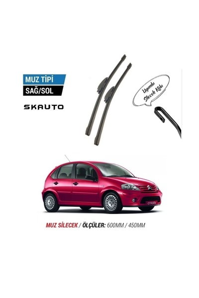 SKAUTO Citroen C3 Ön Cam Muz Silecek Takımı (2002-2009)
