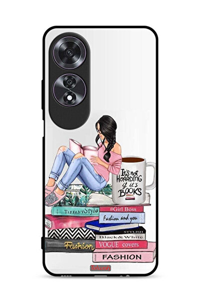 Tolwak غطاء حماية لهاتف Oppo A60، تصميم فتاة وكتب أزياء فنية