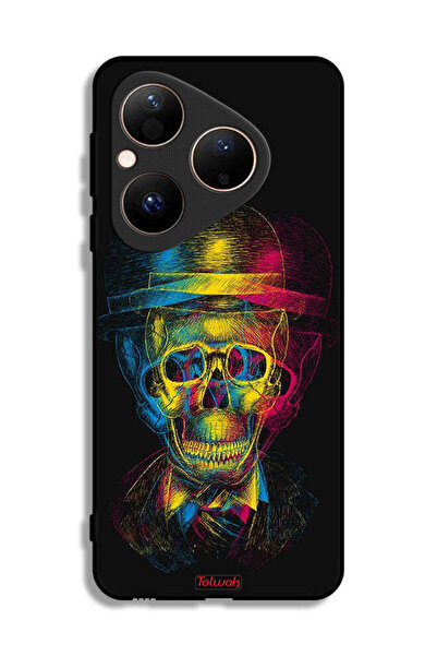 Tolwak غطاء حماية هواوي بيورا 80 بتصميم جمجمة وقبعة ملونة وفن خيالي