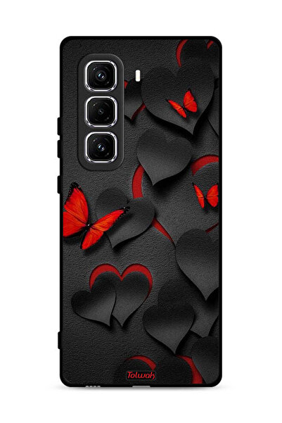 Tolwak غطاء حماية لهاتف Infinix Hot 50 Pro 4G بنقشة قلوب وفراشات