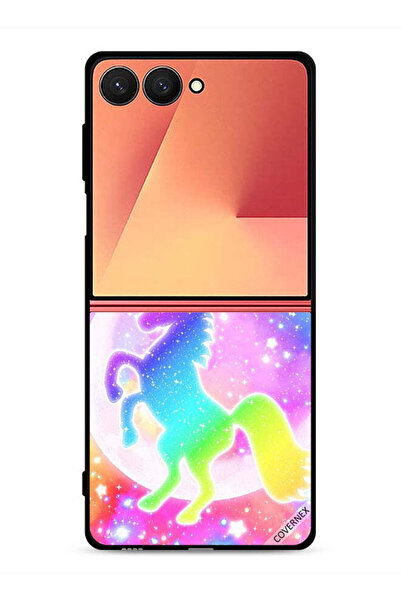 Covernex غطاء حماية لهاتف Samsung Galaxy Z Flip7 بتصميم وحيد القرن بألوان قوس...