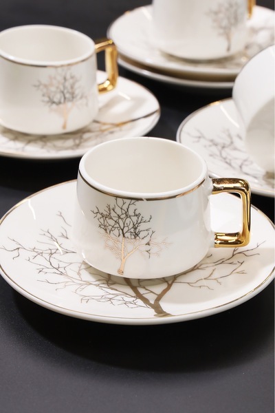 AROW Tree Patterned Porcelain Turkish Coffee Set