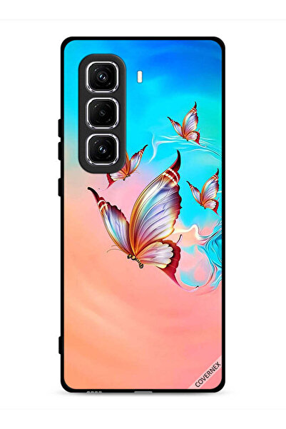 Covernex غطاء حماية لهاتف Infinix Hot 50 Pro 4G بنقشة فراشات تحلق فوق لون الطلاء