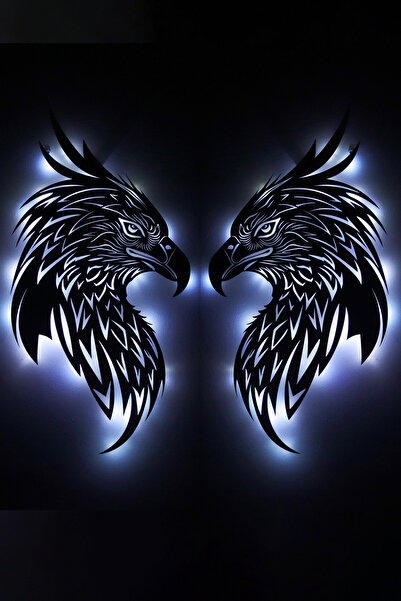 Genel Markalar Led Işıklı Ikili Portre Kartal Figürlü Tablo Duvar Dekorlu Gece Lambası