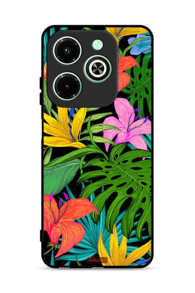 Tolwak غطاء حماية لهاتف Infinix Hot 40i 4G بنقشة زهور استوائية وأوراق شجر