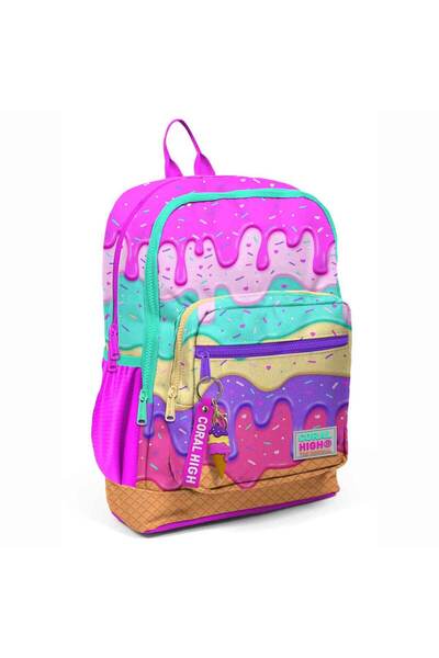 Coral High Pink Colorful Ice Cream Patterned School Bag 23731