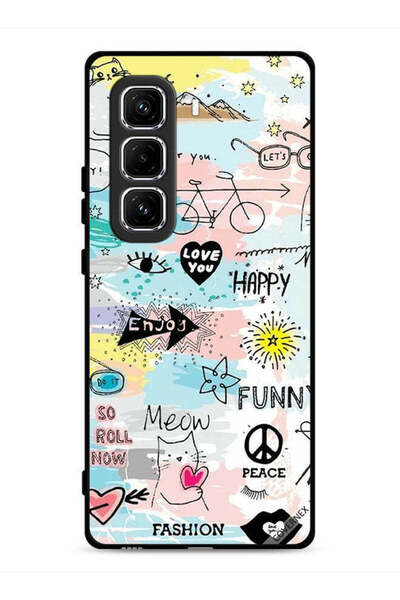 Covernex غطاء حماية لجهاز Infinix Hot 50 Pro 4G بتصميم Doodle Meow Enjoy
