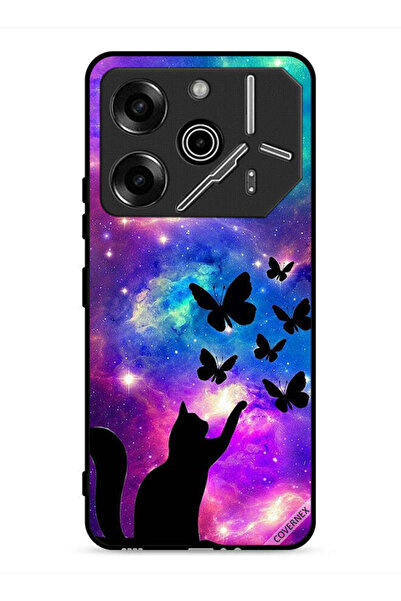 Covernex غطاء حماية لهاتف تكنو بوفا 6 برو 5G بنقشة قطة وفراشات