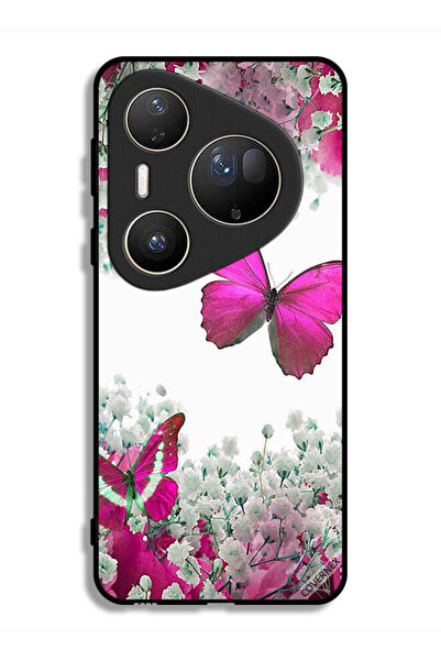 Covernex غطاء حماية فائق لهاتف هواوي بيورا 80 برسومات فراشات جميلة وورود صغيرة