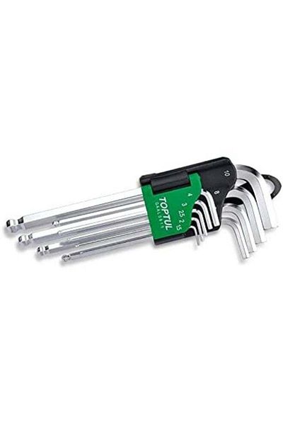 TOPTUL Gaal0916 9Pcs Long Type Ball Point Hex Key Wrench Set