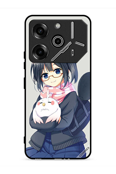 Covernex غطاء حماية لهاتف تكنو بوفا 6 برو 5G، رسم فتاة تحمل حيوانًا أليفًا