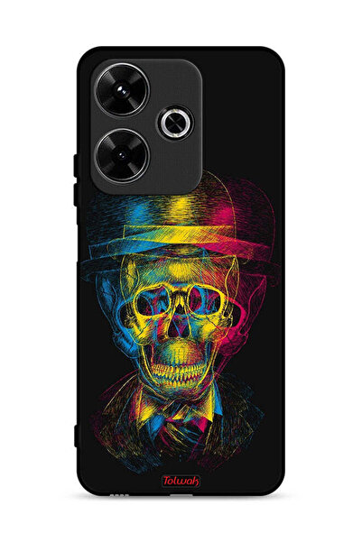 Tolwak غطاء حماية لهاتف شاومي ريدمي 13 4G بتصميم جمجمة وقبعة ملونة وفن خيالي