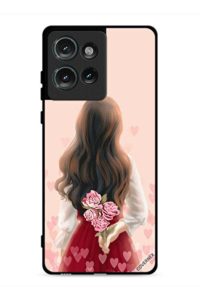 Covernex غطاء حماية لهاتف موتورولا إيدج 50 بطبعة فتاة تخفي أزهارًا