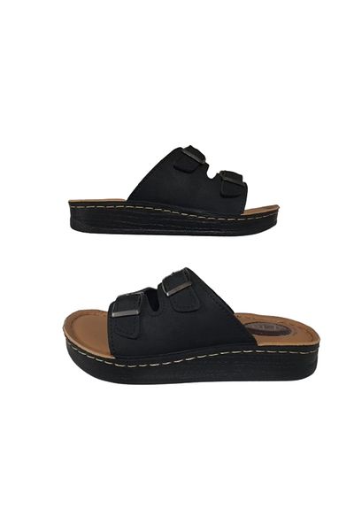 ELA Adjustable Orthopedic Women's Slippers Black Color Ultra Soft Sole