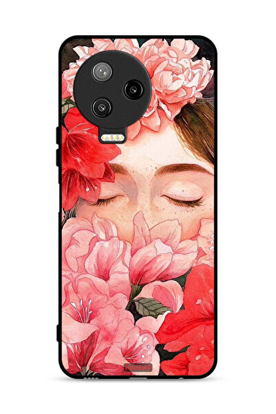 Tolwak غطاء حماية لهاتف Infinix Note 12 Pro 4G، وجه فتاة مخفي في فن الزهور