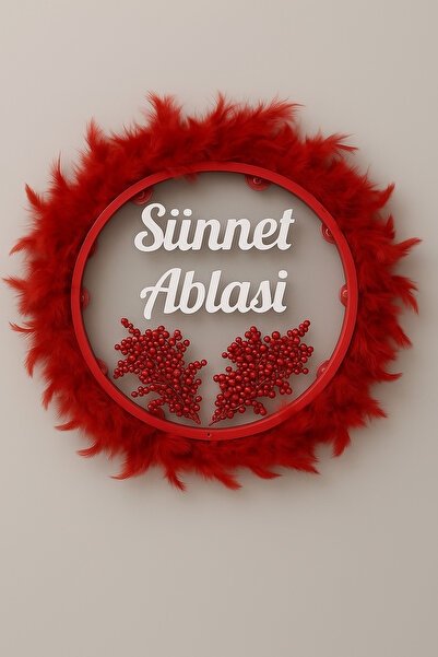 Evsay Tüylerle Süslenmiş Sünnet Tefi Vurmalı Çalgı Def Müzik Aleti Sünnet Abl...