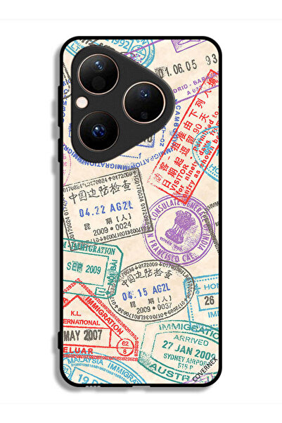 Covernex غطاء حماية لهاتف هواوي بيورا 80 بنقشة طوابع السفر