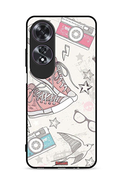 Tolwak Oppo A60 Protective Case Cover Canva Shoes And Camera Art