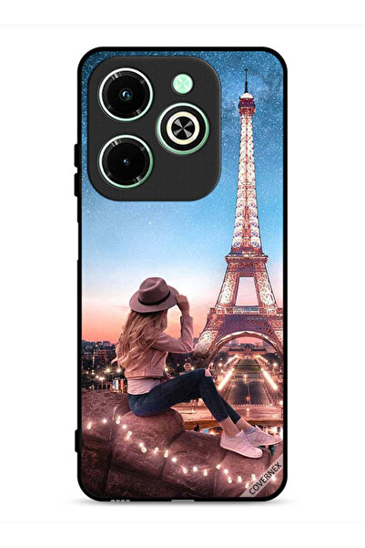Covernex غطاء حماية لهاتف Infinix Hot 40i 4G برسومات فتاة القبعة وبرج إيفل