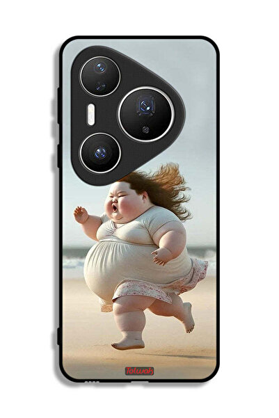 Tolwak غطاء حماية لهاتف هواوي بيورا 80 برو بلس، صورة فتاة سمينة تجري