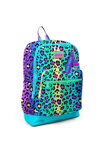 Coral High Colorful Leopard Patterned School Bag 23769