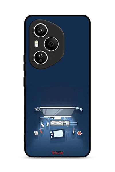 Tolwak غطاء حماية لجهاز Honor 400 Pro بتصميم فني على مكتب الكمبيوتر